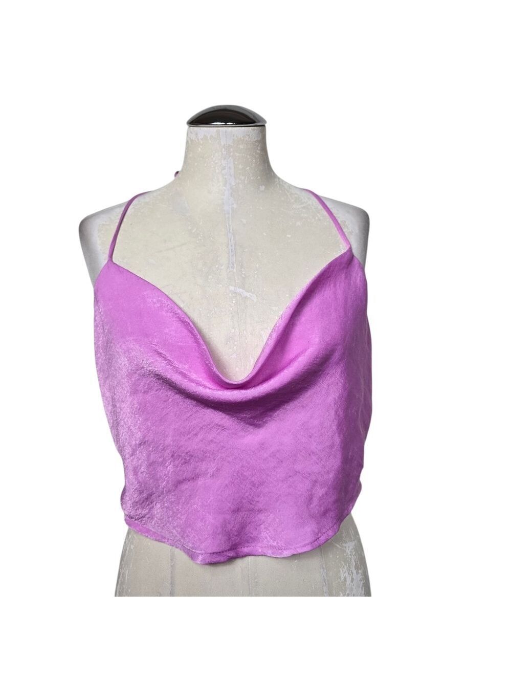 Wild Fable Purple Cowl Open Back Halter Crop Top M